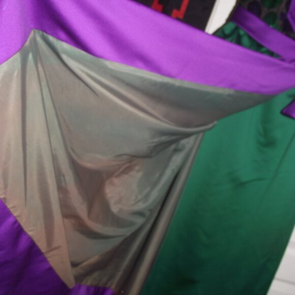 Vintage Formal Evening Gown Green n Purple with Sequined Body Reversable Shall - Picture 12 of 12